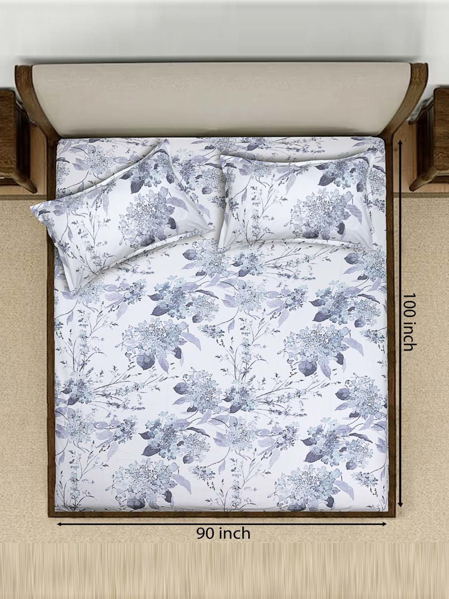 Saral Home Ava Blue 200 TC Microfiber Soft Queen Bedsheet with 2 Pillow Covers