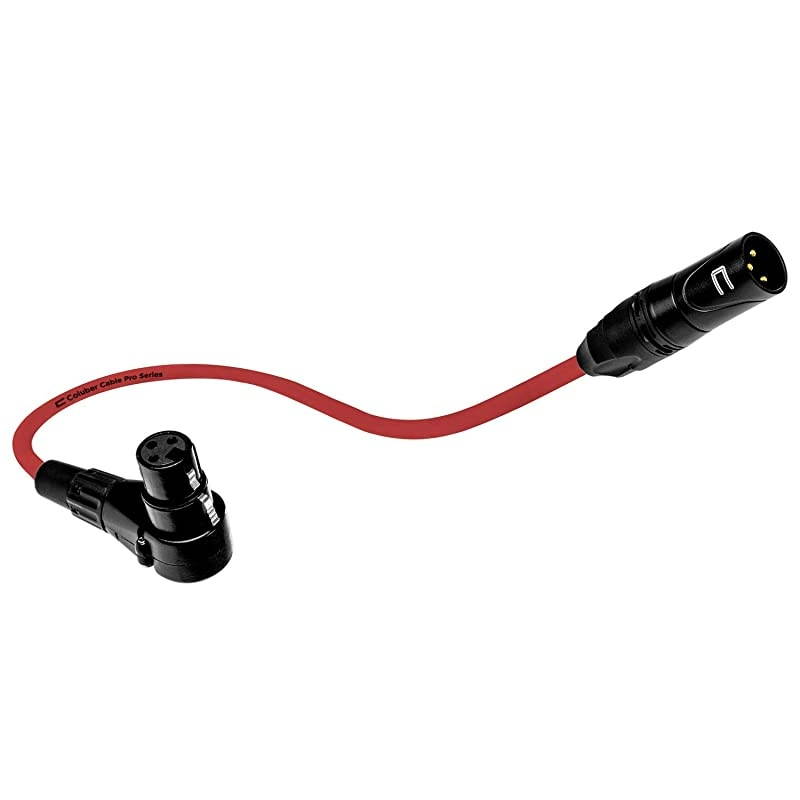XLR Cable Male to Right Angle Female - 3 Feet Red - Pro 3-Pin Microphone Connector for Powered Speakers, Audio Interface or Mixer for Live Performance & Recording