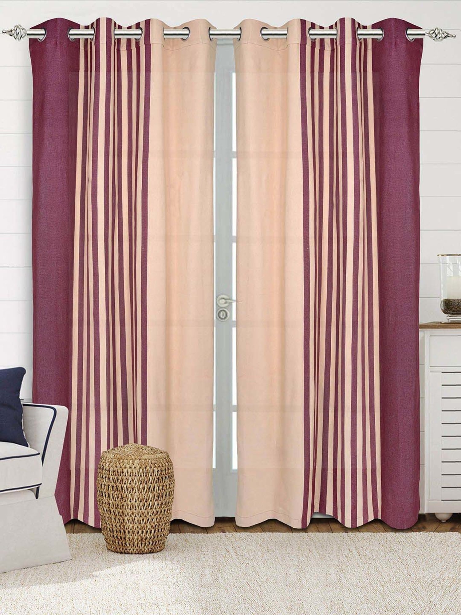 Saral Home Easy Living Maroon Cotton 224 GSM Curtain