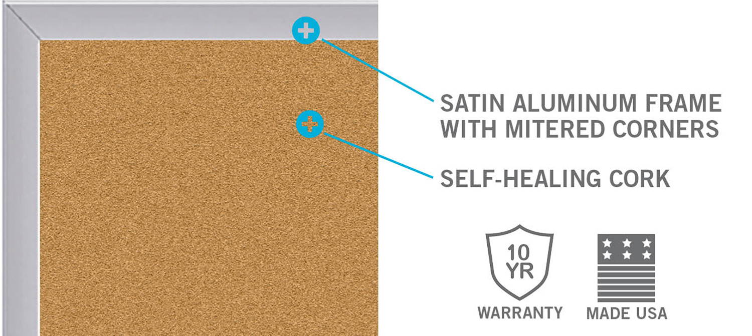 Cork Bulletin Board 36"H x 48"W  GHENT 1334-1