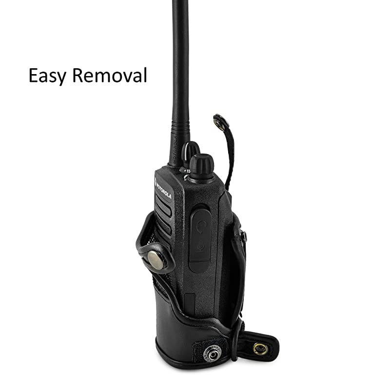 Carry Holder for CP200d Fire and Police Security Two Way Radio Belt Clip Holster Case Black Leather Pouch with Heavy Duty Rotating Ratcheting 225quot Belt Loop Made in USA