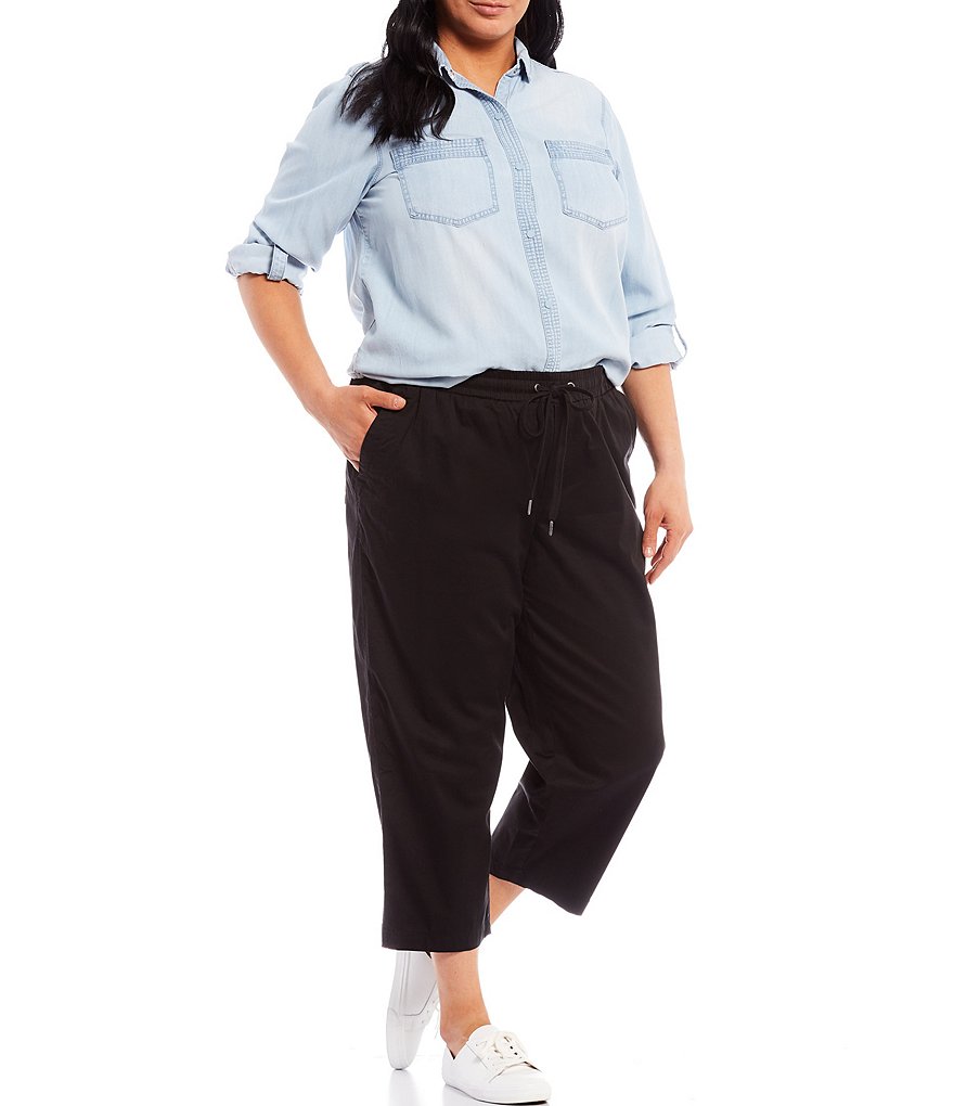 Intro Plus Size Relaxed Leg Drawstring Cropped Pants