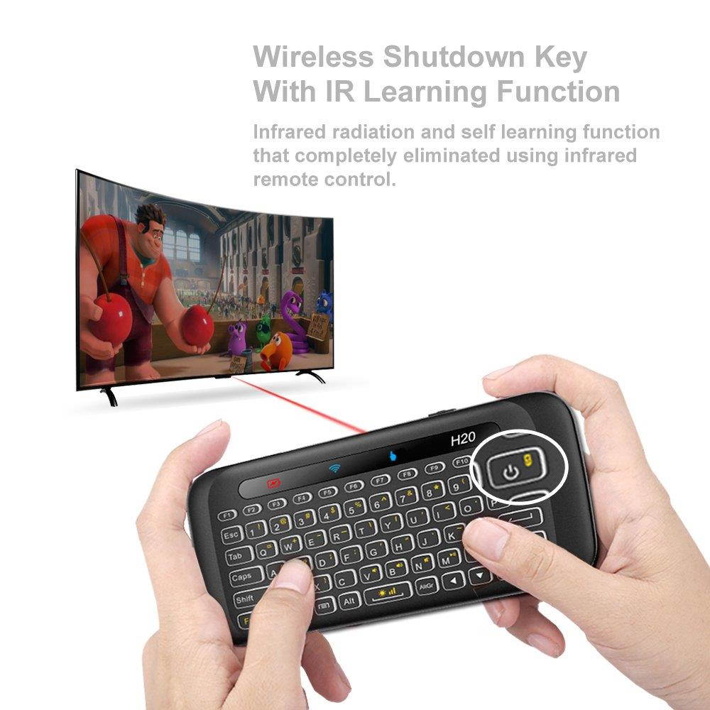 [2018 Updated] Dupad Story H20 2.4GHz Mini Wireless Keyboard with Remote Mouse Combo Backlit Multi-Touch Touchpad,USB Rechargeable for Android TV Box Windows PC, HTPC, IPTV, PC, Raspberry pi 3