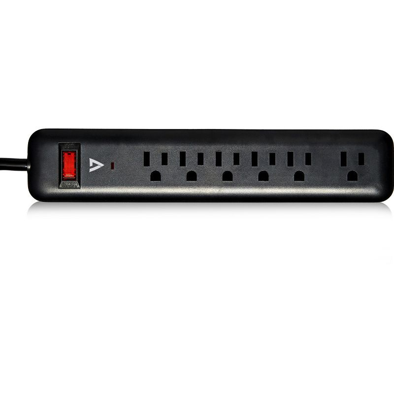 V7 6-Outlet Home/Office Surge Protector, 900 Joules - Black - 900 J - 120 V AC Input