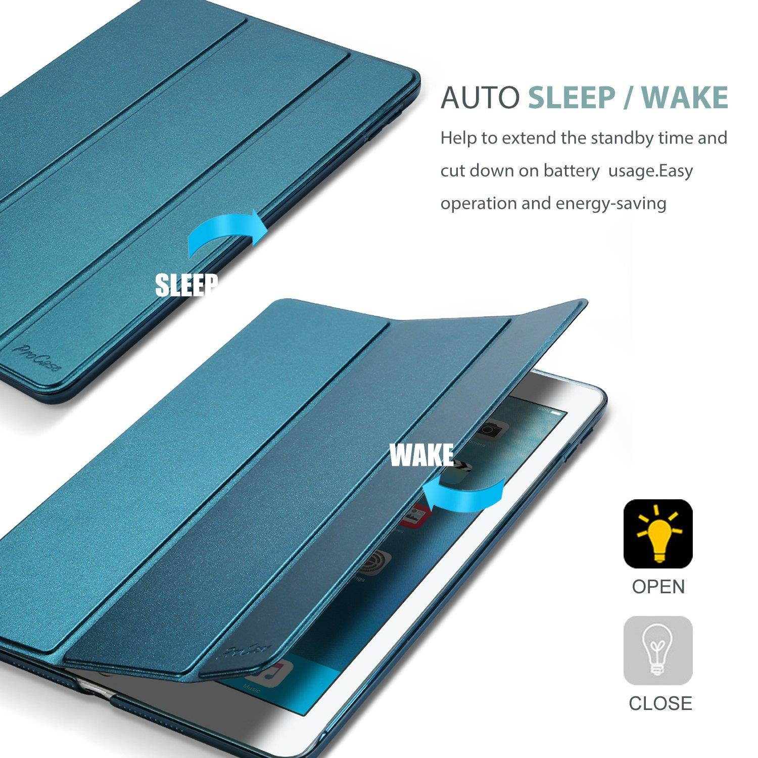 ProCase iPad 9.7 Case 2018 iPad 6th Generation Case / 2017 iPad 5th Generation Case - Ultra Slim Lightweight Stand Case with Translucent Frosted Back Smart Cover for Apple iPad 9.7 Inch &ndash;Teal