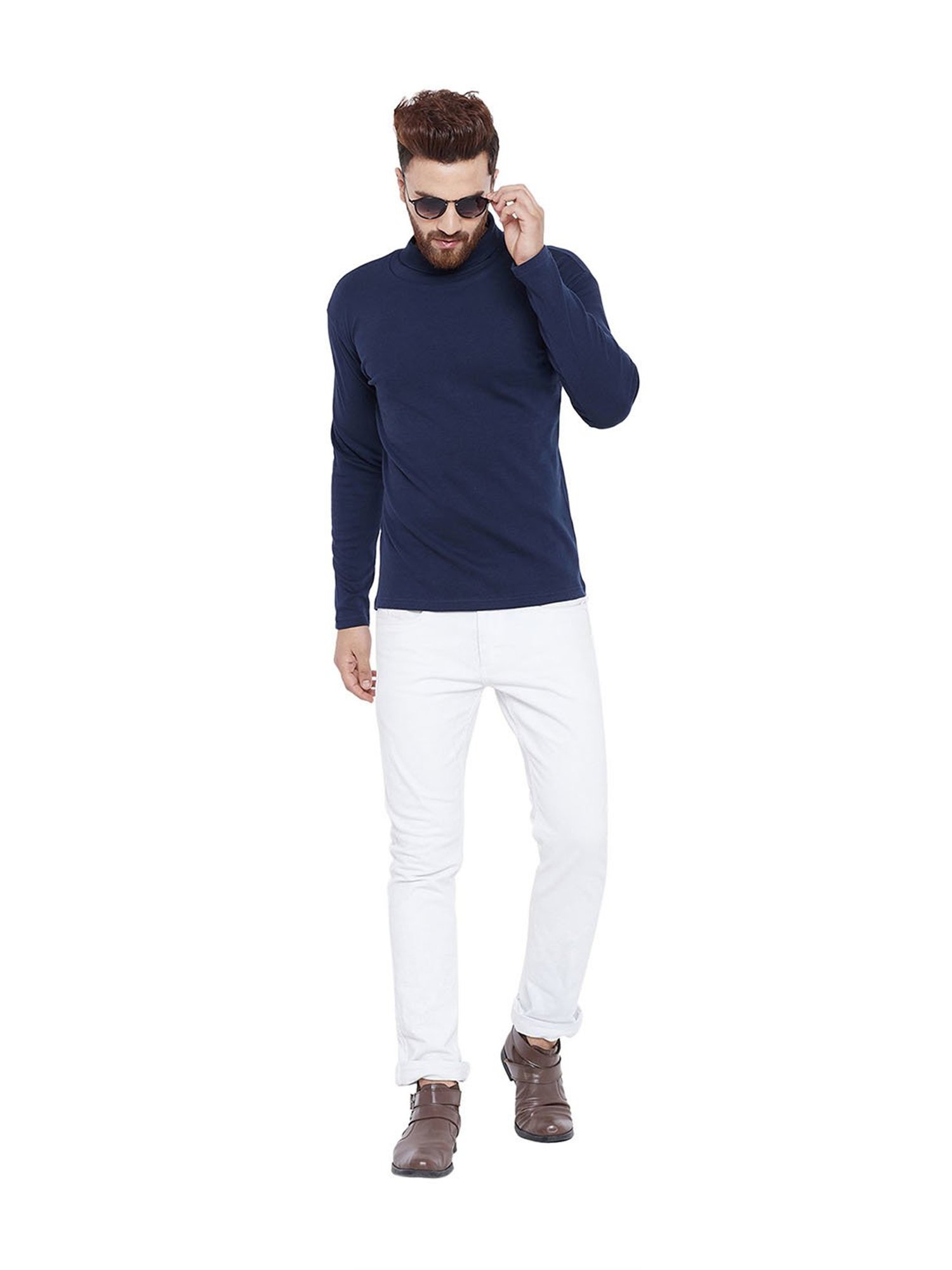 Hypernation Dark Blue High Neck T-Shirt