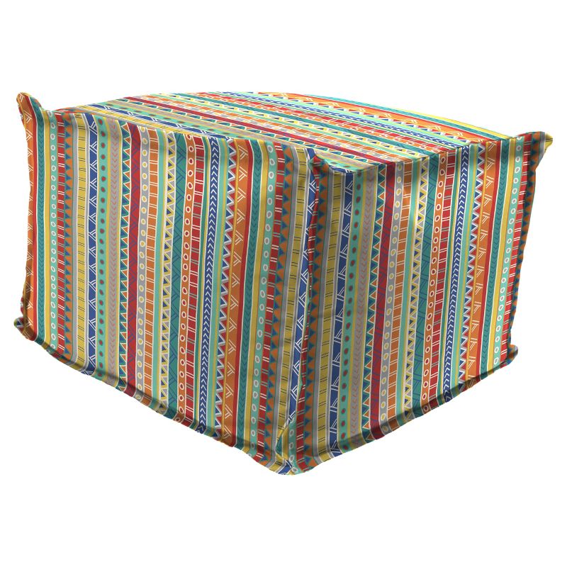 Outdoor Bean Filled Pouf/Ottoman In Bramlett stripe Carotene - Jordan Manufacturing