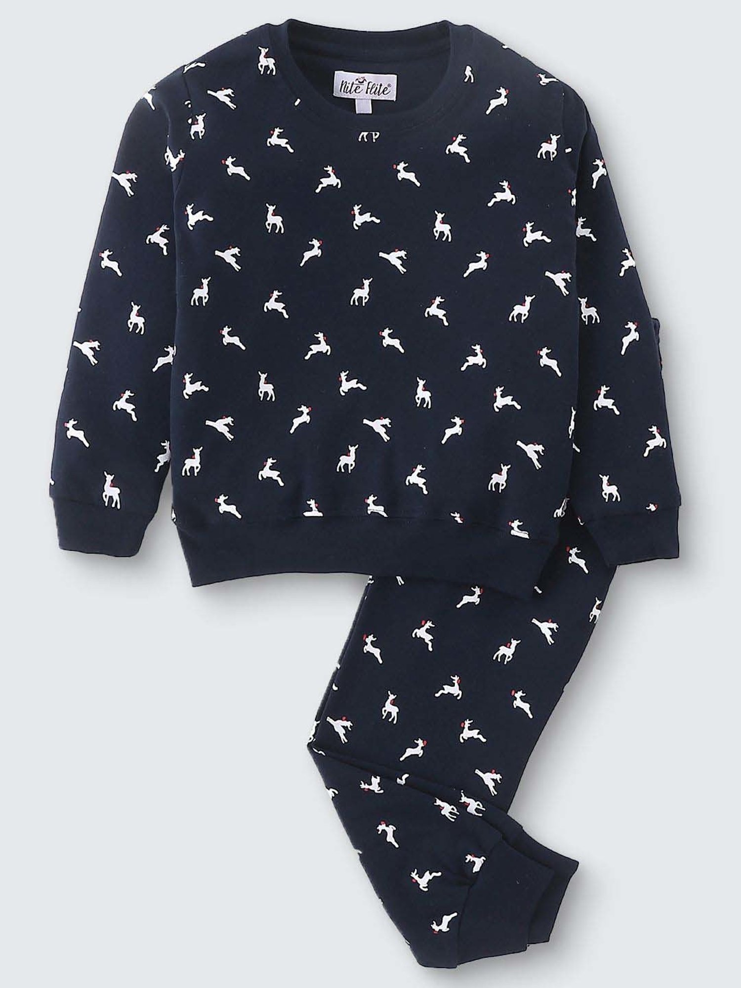 Nite Flite Boys Navy Cotton Printed Full Sleeves T-Shirt Set