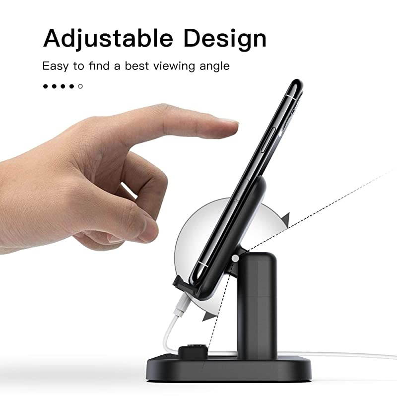 Wireless Charger Stand,  4 in 1 Wireless Charging Station Dock Compatible with iPhone Series12/11/11pro/Xr/Xs/X/Max/8/8Plus Apple Watch6/5/4/3 AirPods Pro/1/2(iWatch Charger Required)