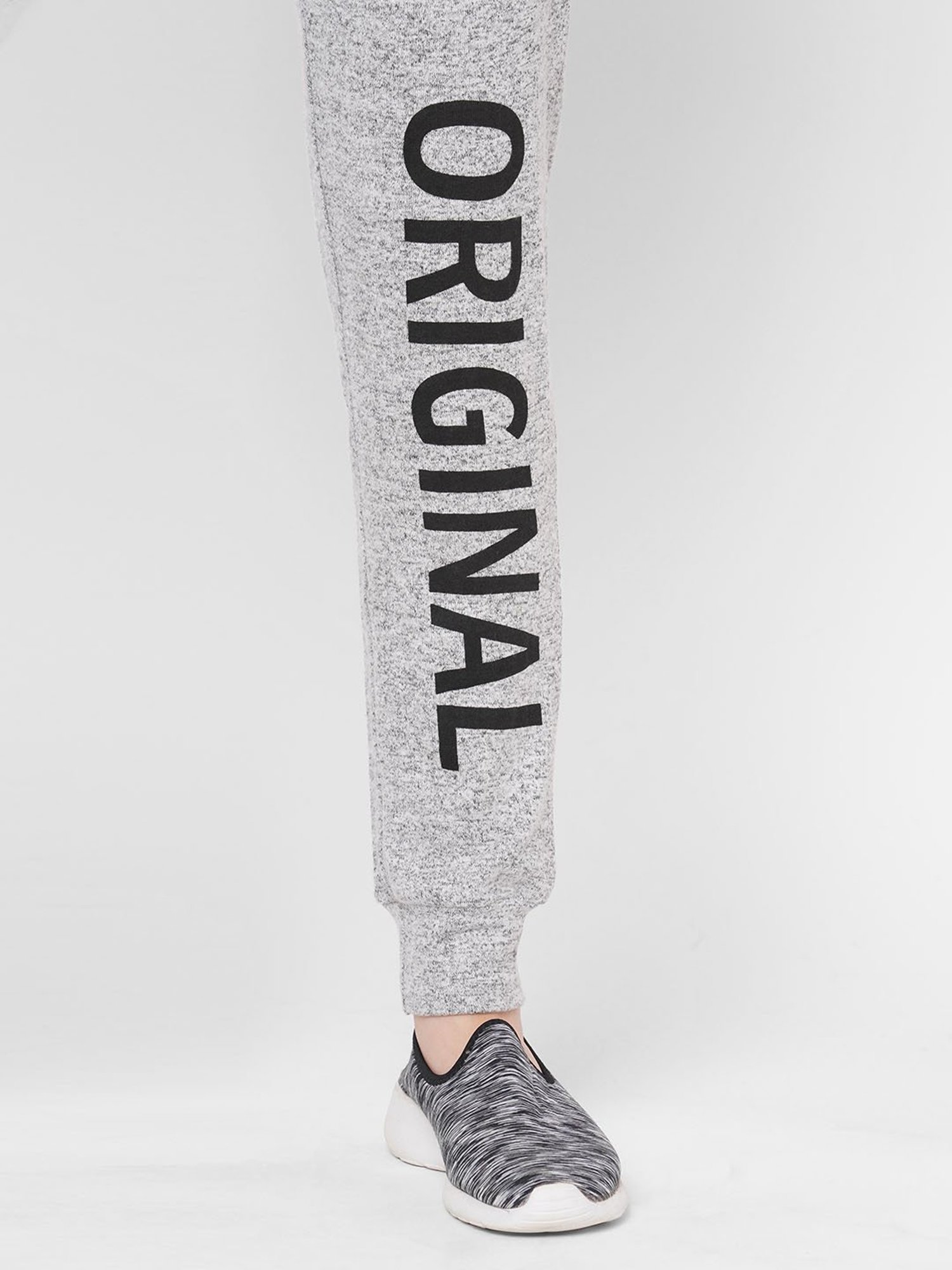 Mystere Paris Grey Melange Graphic Print Joggers