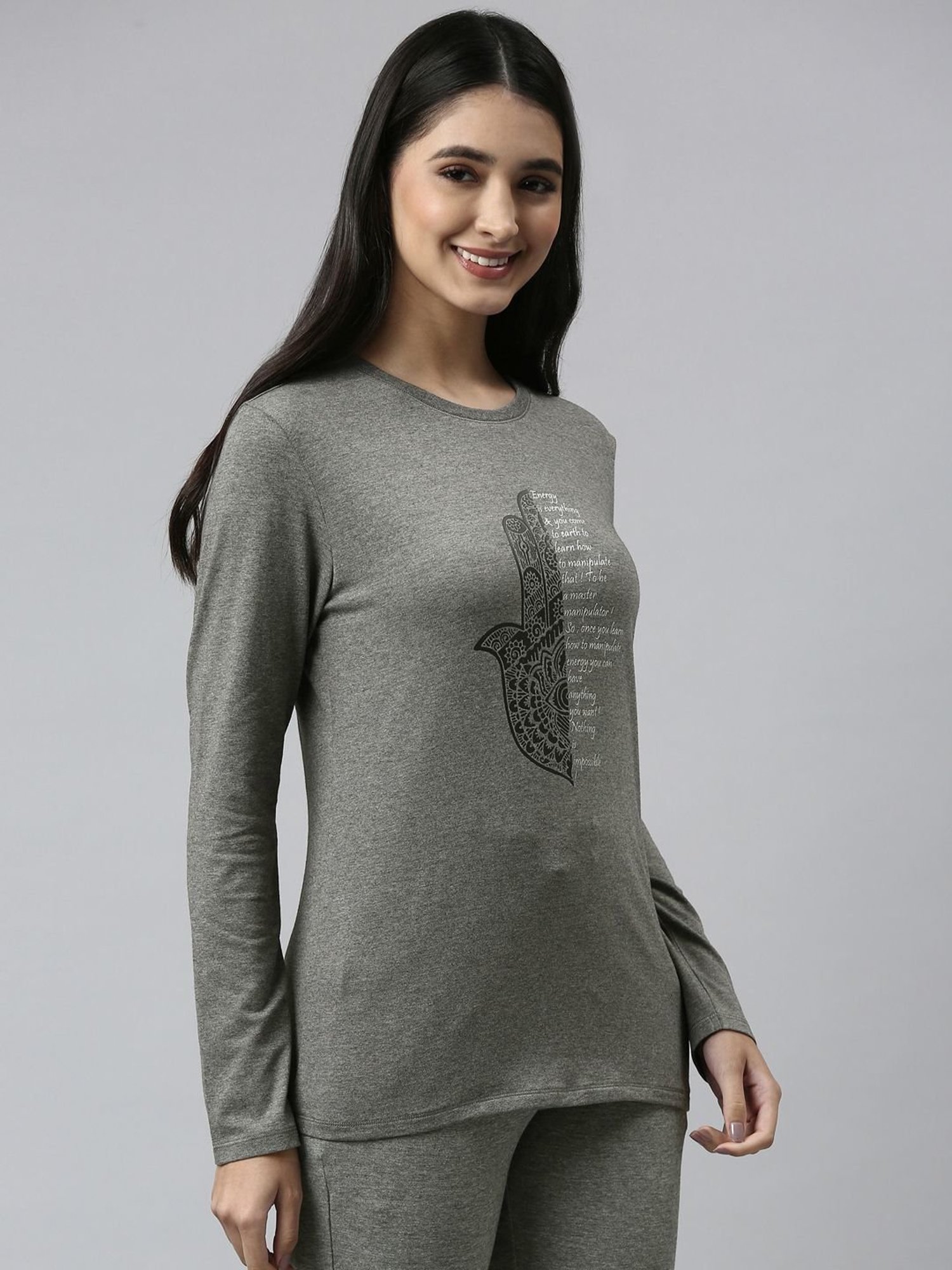 Enamor Pewter Grey Graphic Print T-Shirt