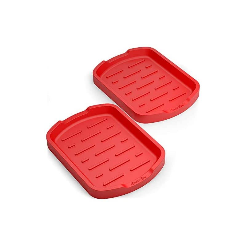 Sponge holder - Soap holder - Silicone Organizer Tray Set of 2 - for Spoon rest, Sponges, Soap Dispenser, Scrubber, and Other Dishwashing Accessories - Black