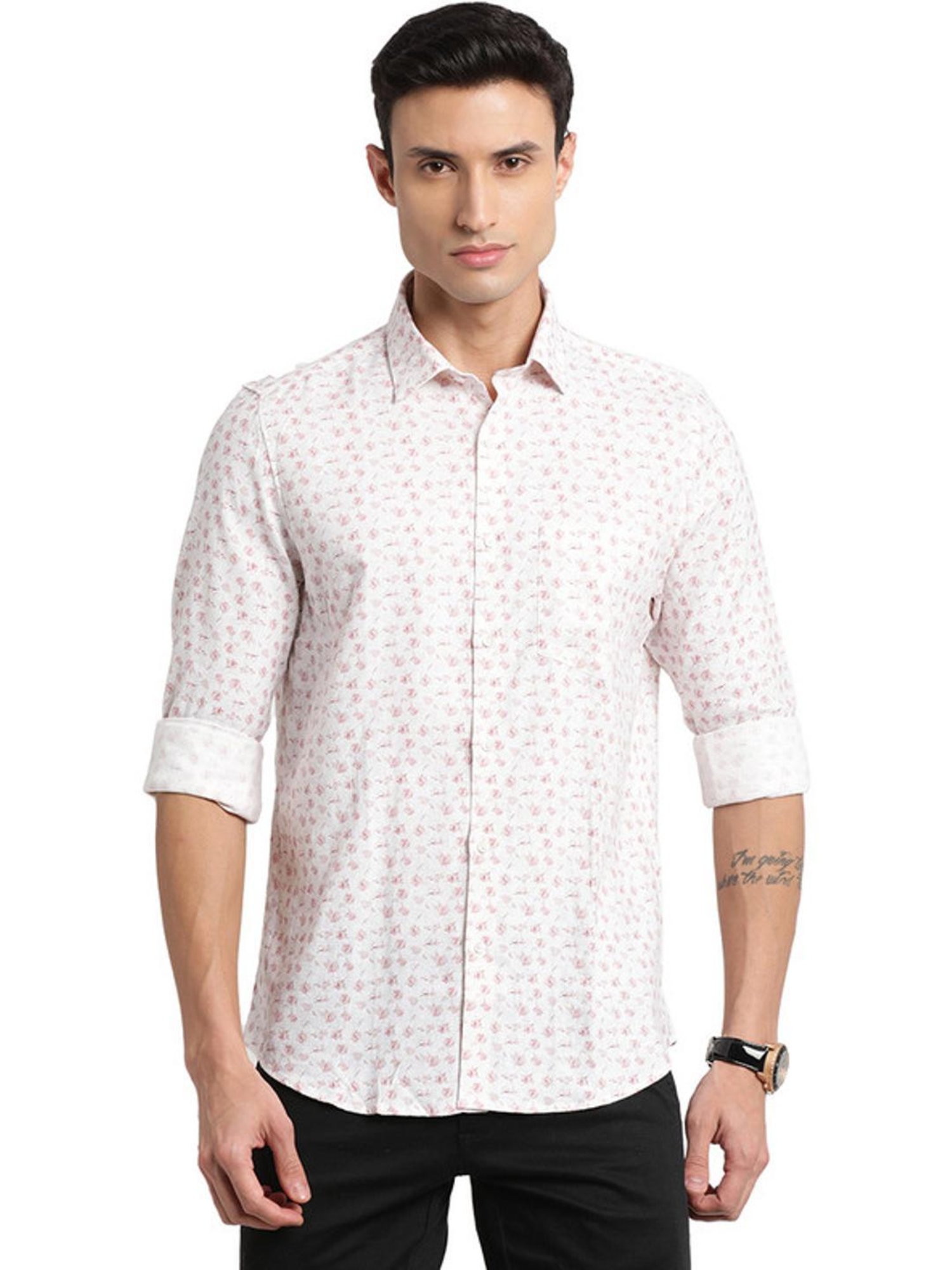 Turtle White Slim Fit Printed Shirt