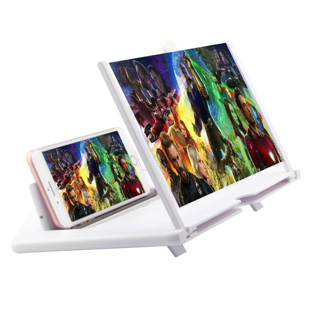 iKKEGOL 12" Screen Magnifier, 3D HD Mobile Phone Enlarger Magnifying Amplifier Projector for Movies Videos and Gaming, Foldable Phone Stand Support All Smartphones