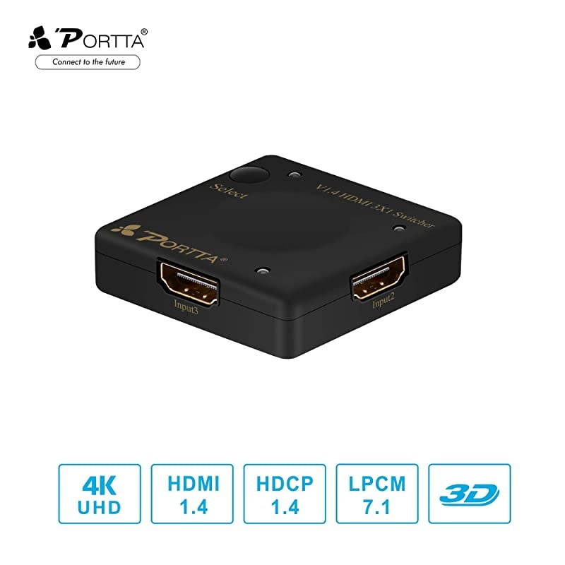 4PET0301SS 3x1 3-Port HDMI v1.4 Auto Switch Intelligent Switcher Supports 3D 4kx2k 1080P