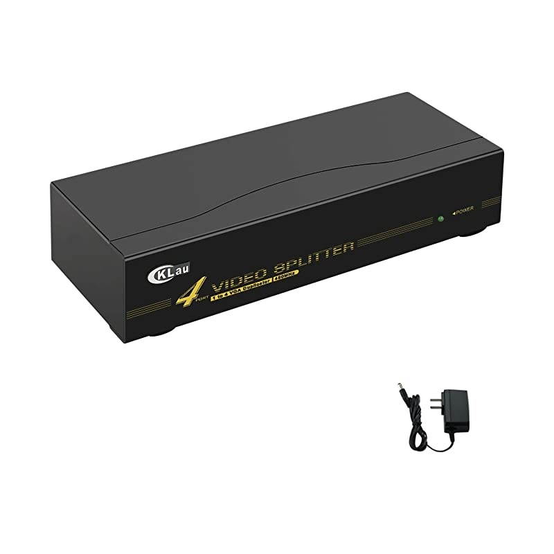 450MHz Bandwidth 2 Port VGA Splitter Amplifier Box 1 PC to 2 Monitors SVGA Video Splitter Support 2048 x 1536 Resolution up to 164ft for Screen Duplication