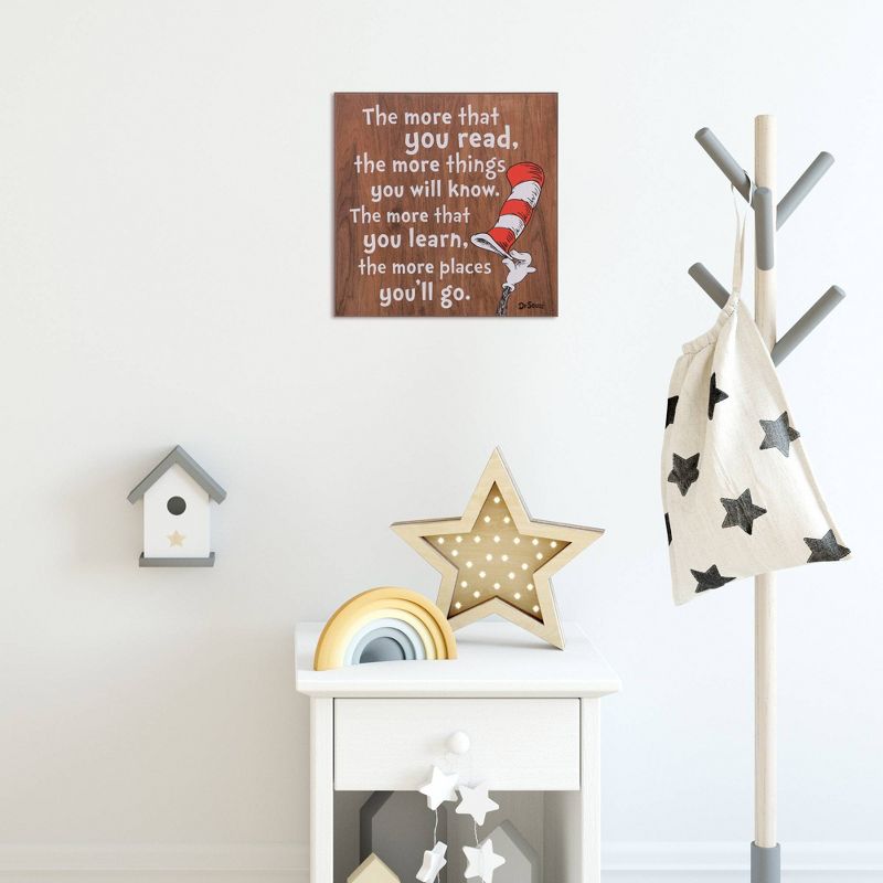 18"x18" Dr. Seuss The More You Read Cat In The Hat Wood Wall Art