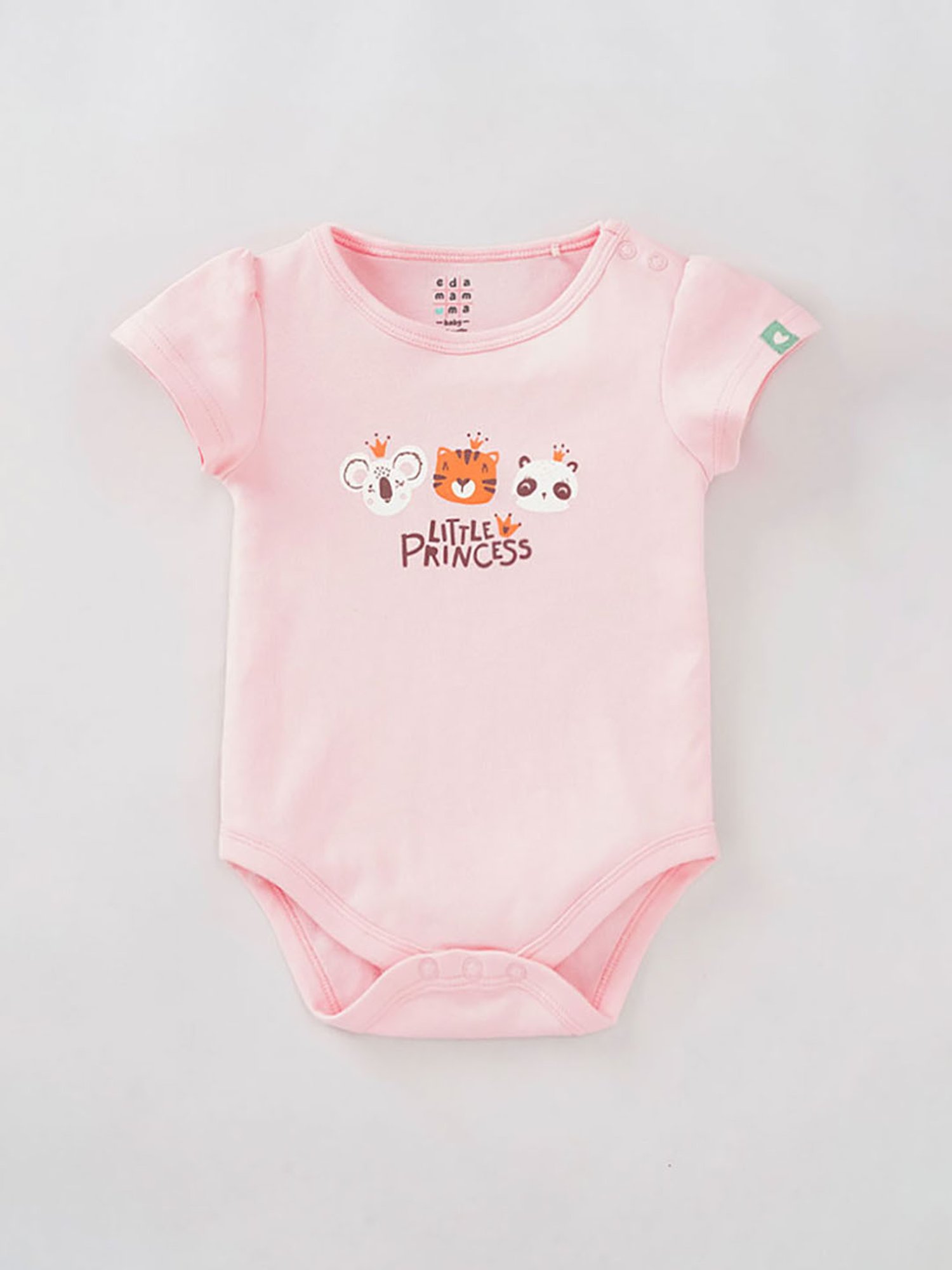 Ed-a-Mamma Baby Pink & Green Printed Bodysuit (Pack Of 2)