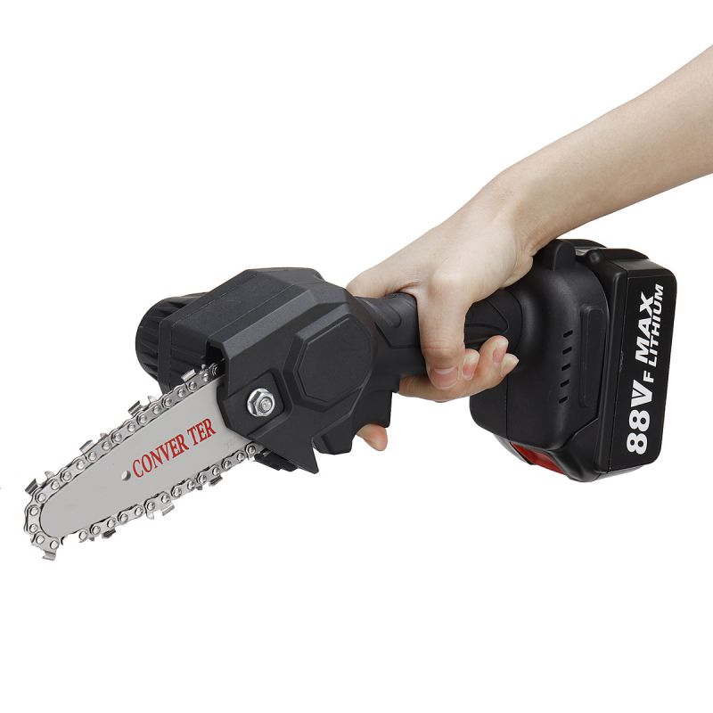 Doersupp 24V 6 Inch Cordless Electric Chain Saw Wood Cutter 550W One-Hand Saws Woodworking Machine W/ 1pc Battery-US Plug/Black