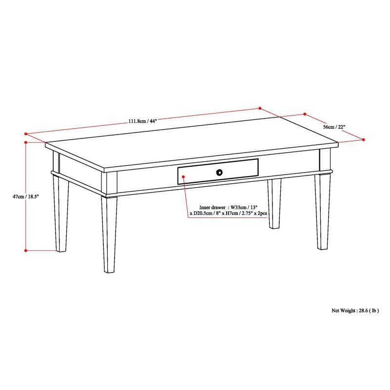 Ikiriya Nashville Solid Beige Wood Coffee Table Teak Finish