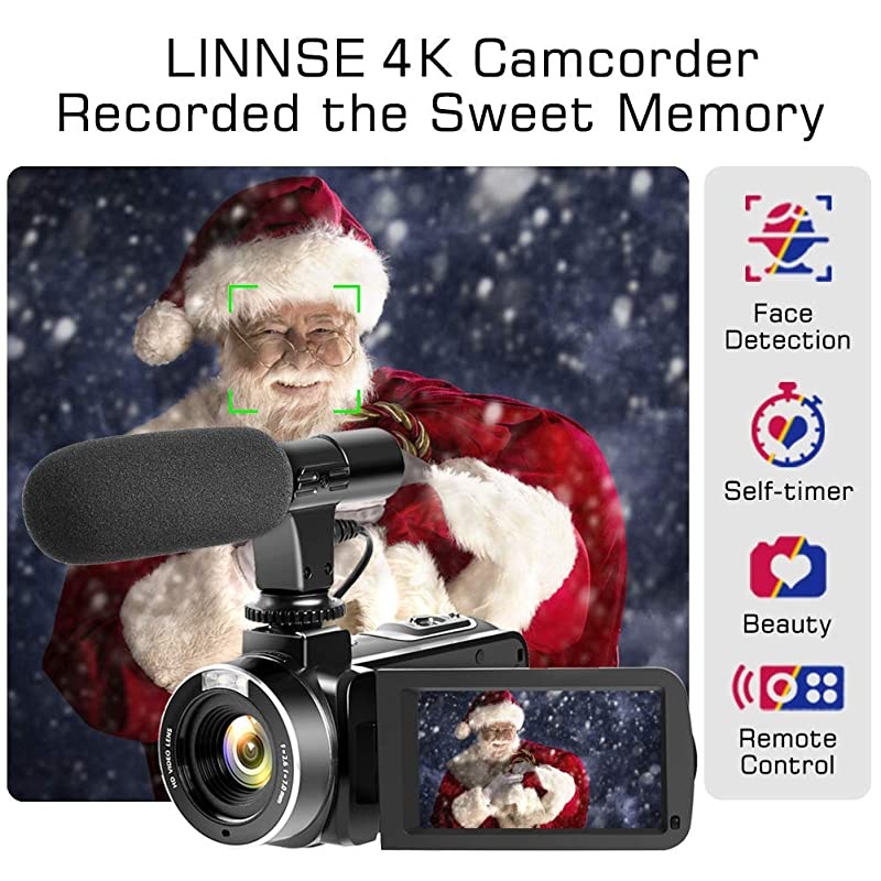 Camera 4K Camcorder Vlogging Camera Recorder with Microphone 30MP 3" LCD Webcam Function Touch Screen 18X Digital Zoom YouTube Camera with Remote Control