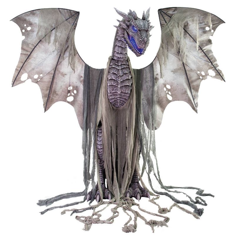 7' Halloween Animated Winter Dragon Prop