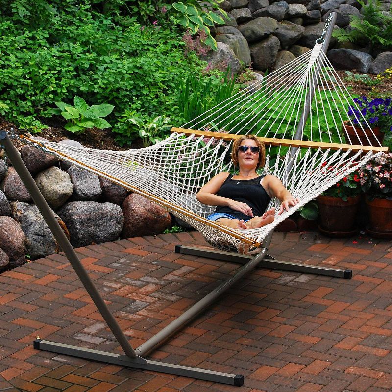 Double Cotton Rope Patio Hammock - White - Algoma
