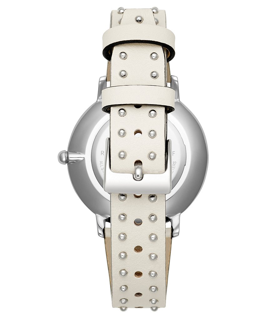 REBECCA MINKOFF Major Silver Tone White Stud Strap Watch