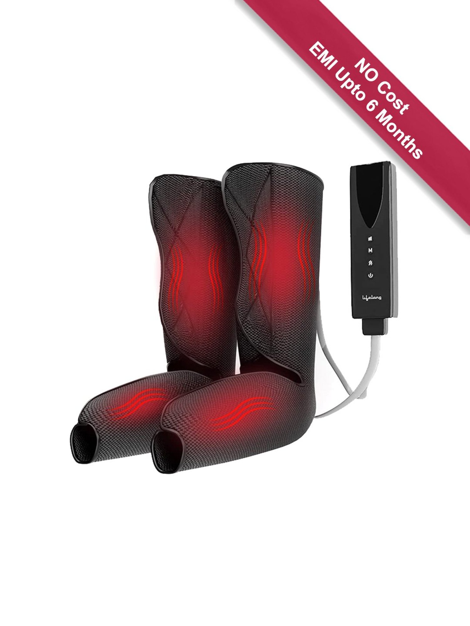 Lifelong LLM522 Rechargeable Air Pressure Massager for Calves with Heat and Vibration (Black)