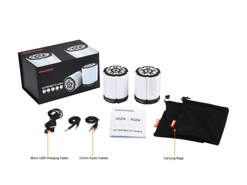 Enermax EAS02S-DBK Stereotwin Wireless LED Speaker with CSR V4.0 Chipset - Black