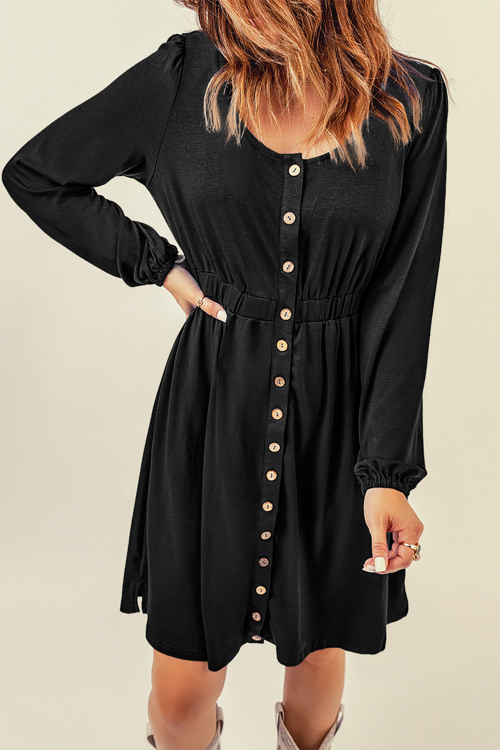 Cheetah Casual Long Sleeve Button Up Shirt Dress