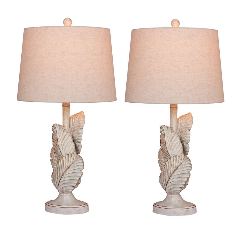 2pk Island Palm Resin Table Lamps White  - Fangio Lighting