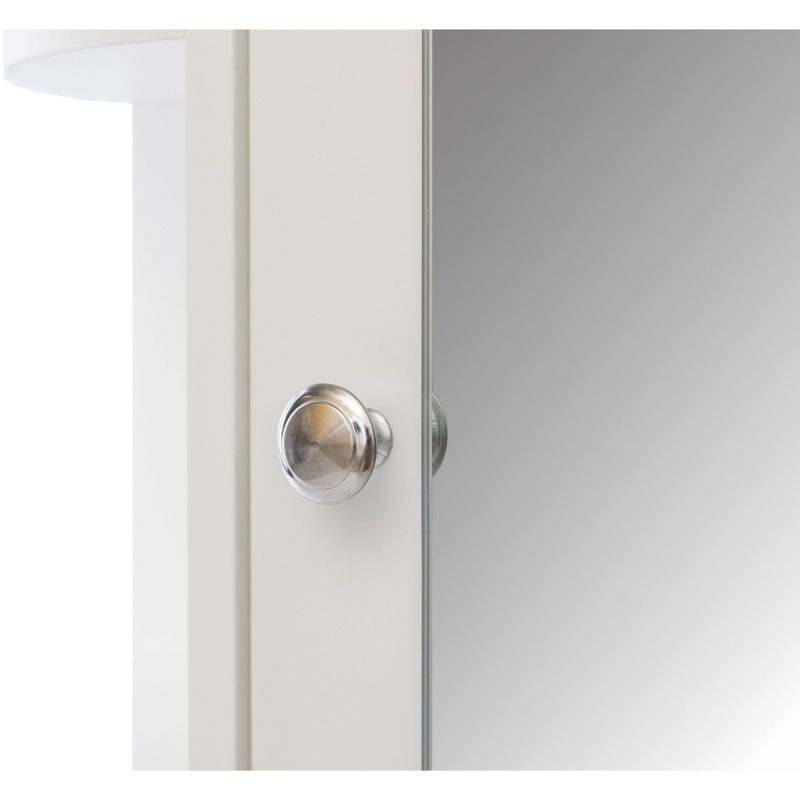 Basicwise White Wall Mounted Bathroom Storage Cabinet Organizer, Mirrored Vanity Medicine Chest with Open Shelves