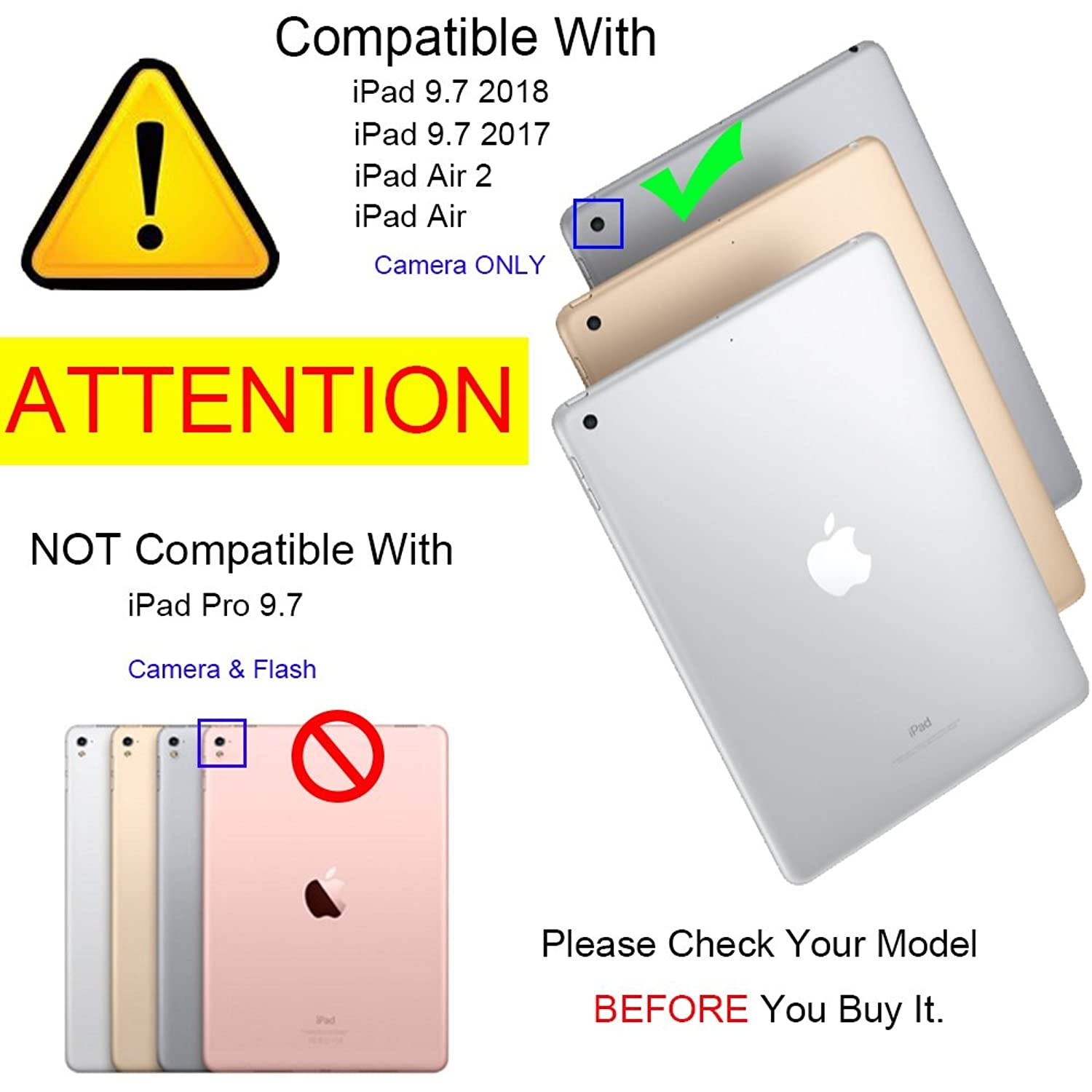 RUBAN Case for iPad 9.7 Inch 2018/2017 / iPad Air 2 / iPad Air - [Corner Protection] Multi-Angle Viewing Folio Stand Cover w/Pocket, Auto Wake/Sleep, Starry Night