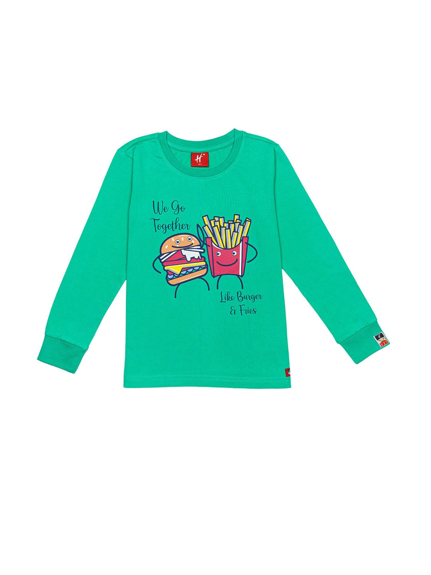 H by Hamleys Boys Green Printed Full Sleeves T-Shirt