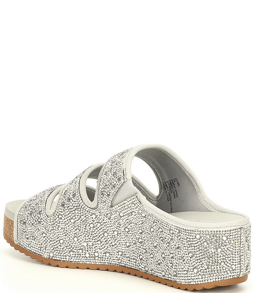 Chelsea & Violet Mel Rhinestone Embellished Three-Band Wedges