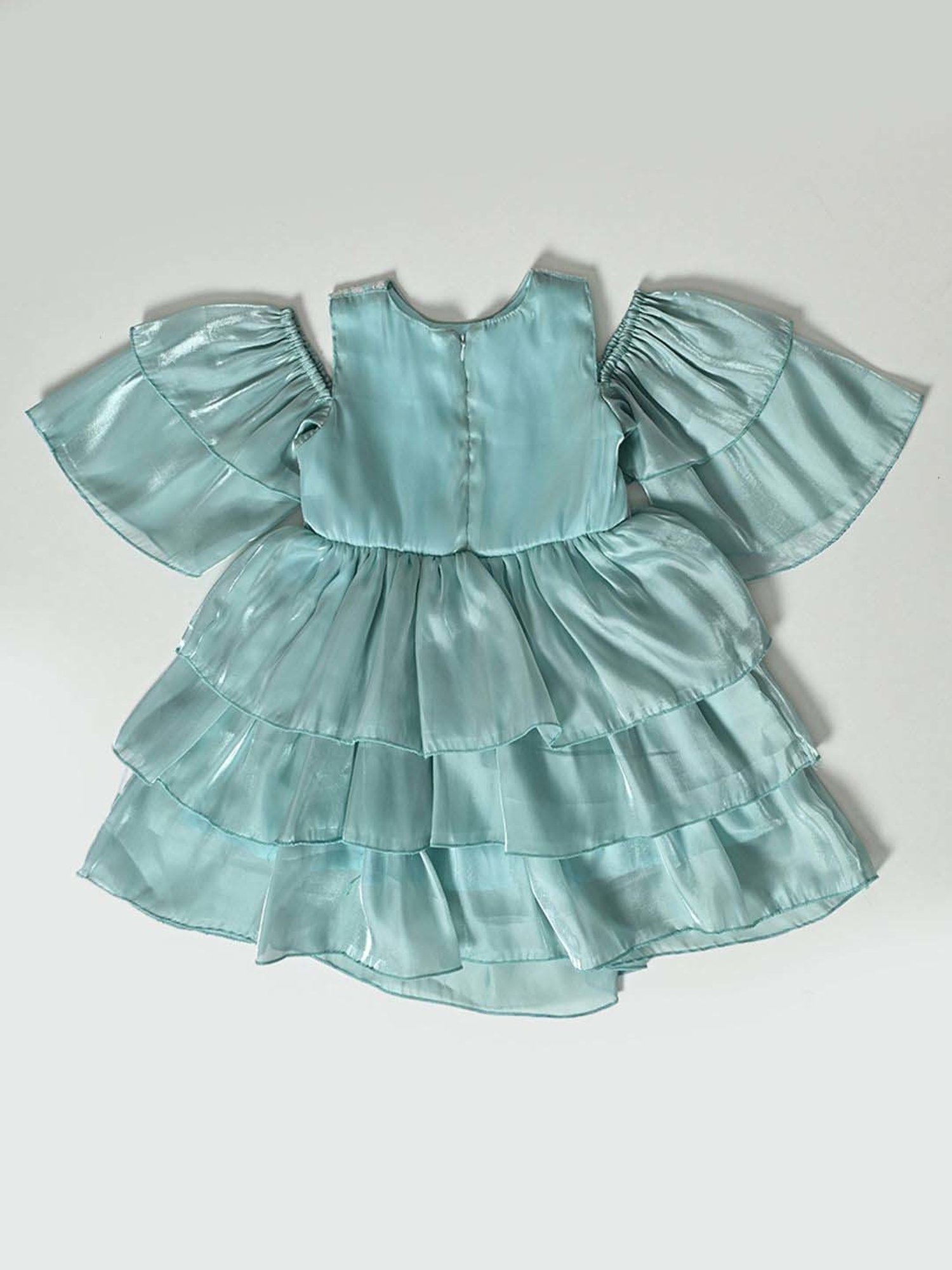 Bella Moda Kids Blue Self Pattern Dress