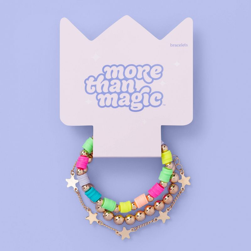 Kids' 3pk Rainbow Star Beaded Bracelet Set - More Than Magic™
