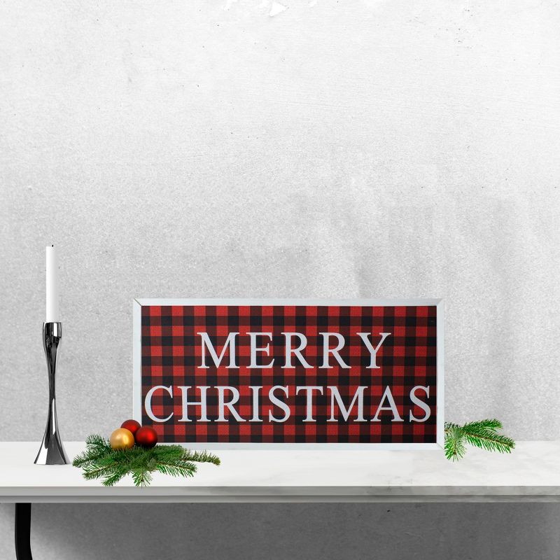 Northlight 24&rdquo; Red and Black Buffalo Plaid Merry Christmas Wooden Hanging Wall Sign