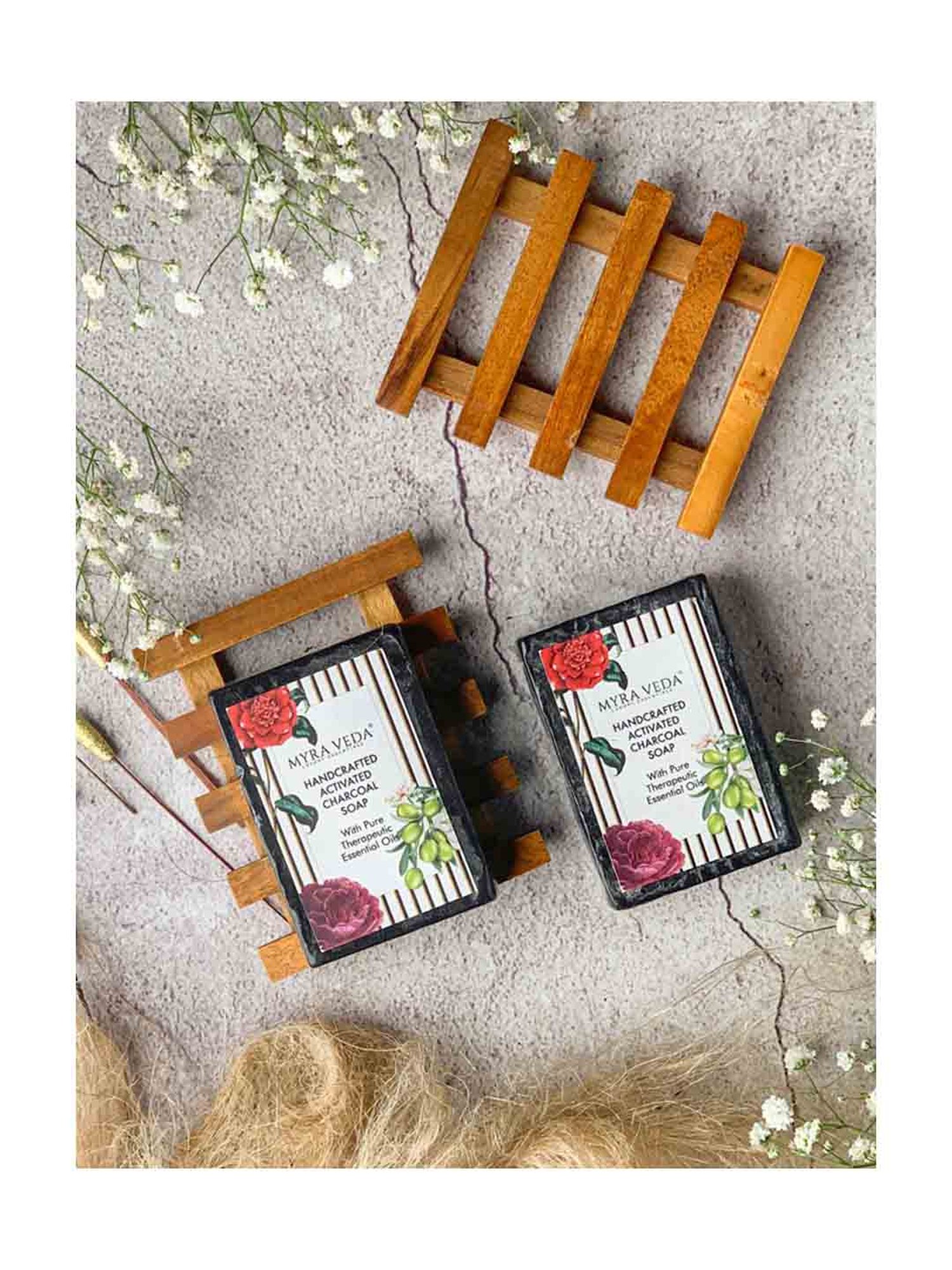 MYRA VEDA LUXURY ESSENTIALS Handcrafted Activated Charcoal Soap - 100 gm