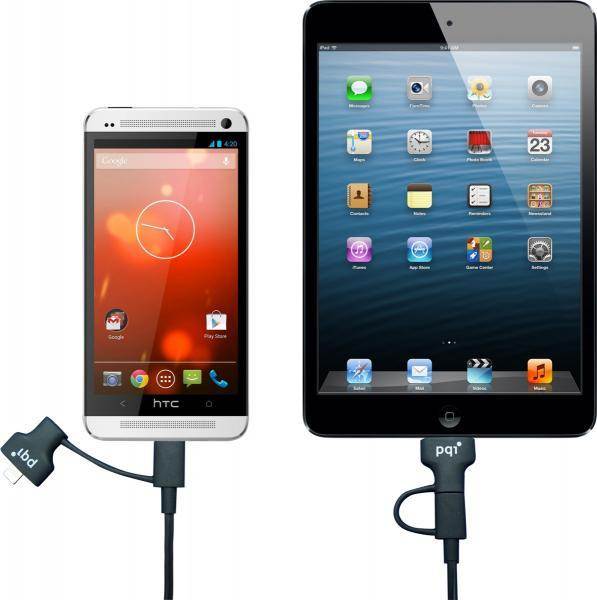 PQI i-Charger Du-Plug for Car - Car Charger with Lightning and micro USB connectors (Red) 6PCM-008R0004A