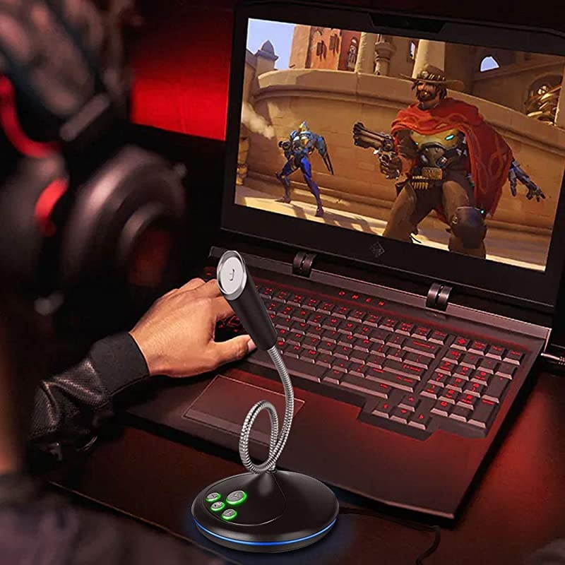 USB Microphone for ComputerPlugampPlay Streaming Vocal Voice Studio Recording Condenser Mic with ButtonCompatible with Desktop PC LaptopMac Ideal for YouTubeSkypeRecordingGamingPodcast