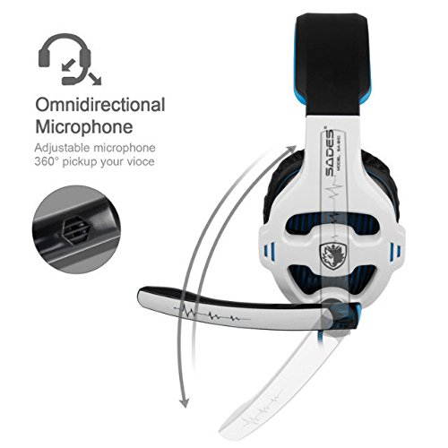 [Latest Version Xbox one Gaming Headset] SADES SA810 Over Ear Stereo Gaming Headset with Mic Bass Volume Control for Xbox One PS4 PC PC Laptop [White & Black]