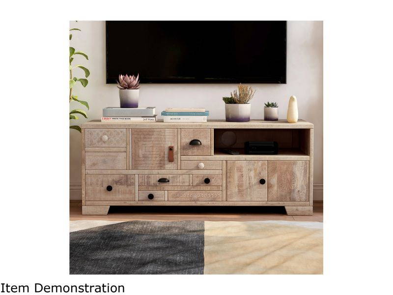 Furniture of America Druze Rustic Wood Multi-Storage TV Stand in Natural