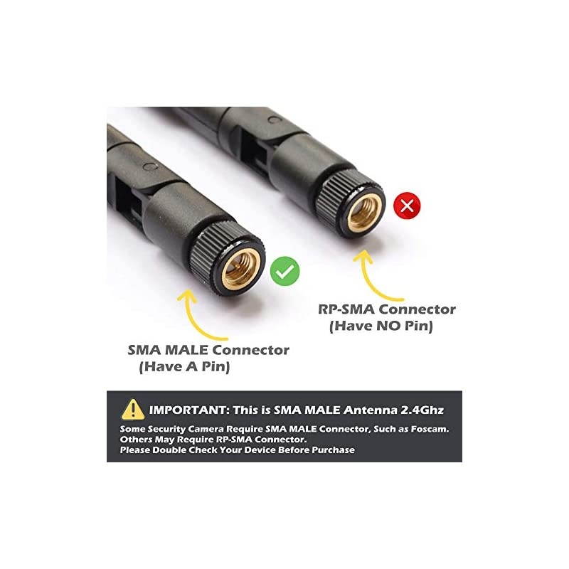 9dBi WiFi Antenna with SMA Male (SMA-Plug) Connector Compatible W/Anran Haloview IP Camera & Other Wireless Security Camera Antenna - 2.4Ghz Wireless Networking Device (SMA-Plug 1Pack)