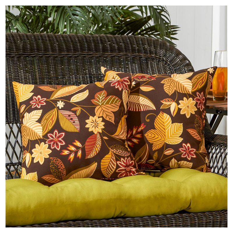 Set of 2 Timberland Floral Outdoor Square Throw Pillows - Kensington Garden