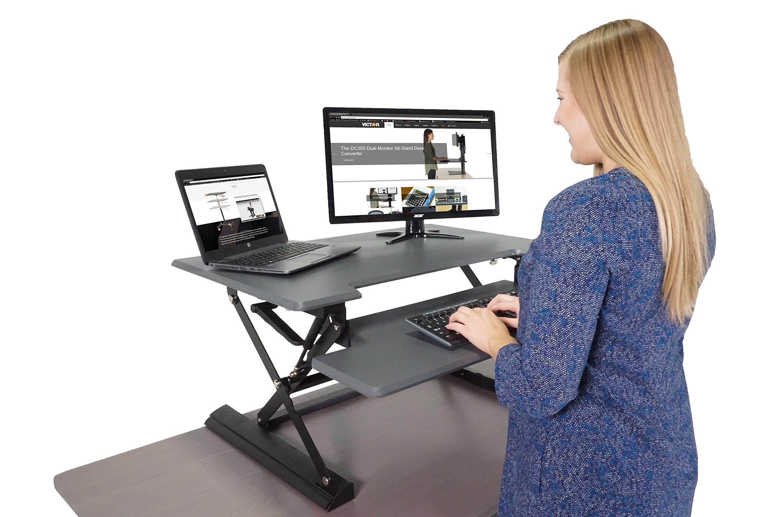 VICTOR TECH DCX760G Standing Desk, 36, Gray