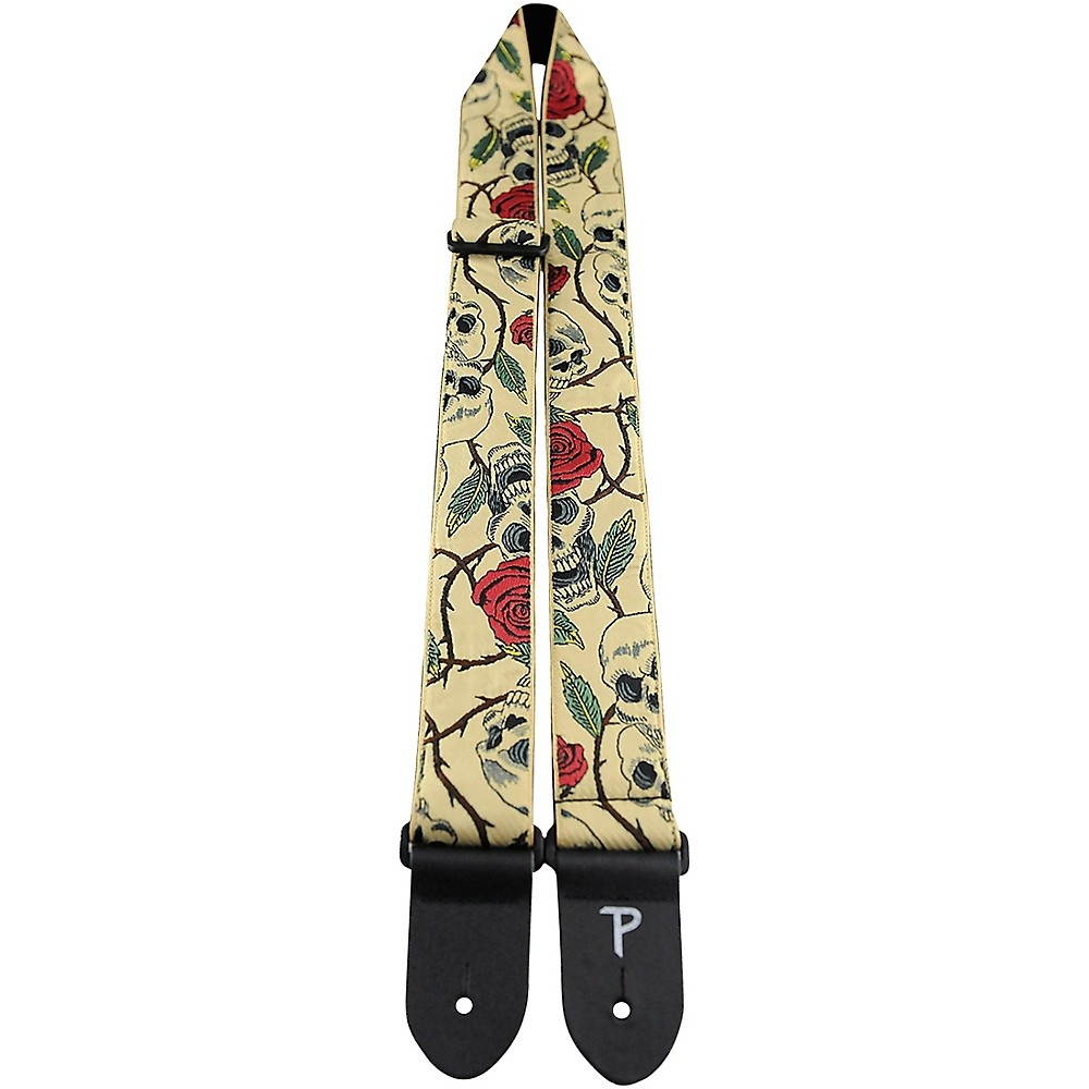 Perri's Jacquard Guitar Strap Skulls and Roses 2 in.