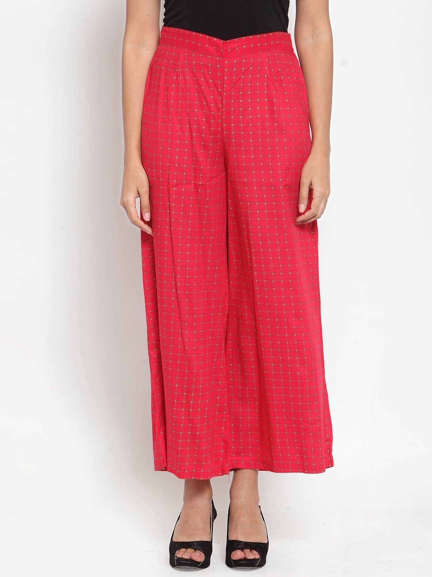 Indibelle Red Chequered Palazzos