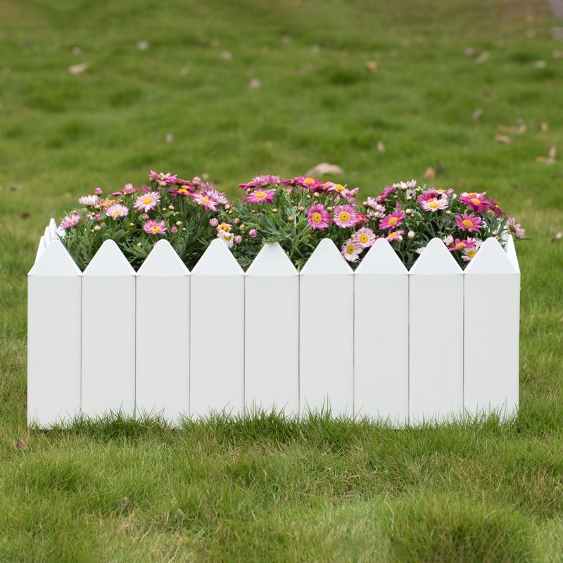 Gardenised Rectangular Traditional Fence Design Vinyl Planter Box